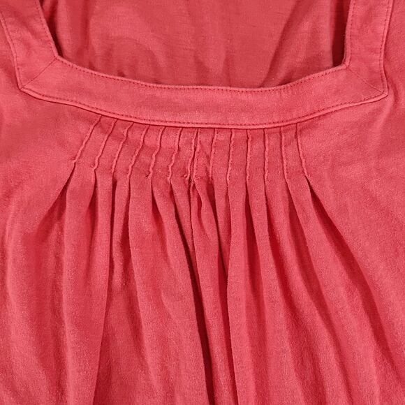 🐞Loft Coral Orange Square Neck 3/4 Sleeve Top Large - Picture 6 of 12